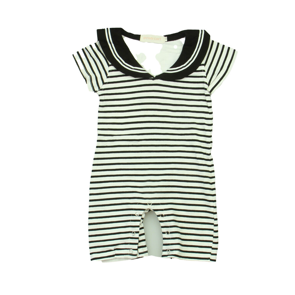 Nyan Cat Boys Black | White Stripe Romper size: *3-6 Months